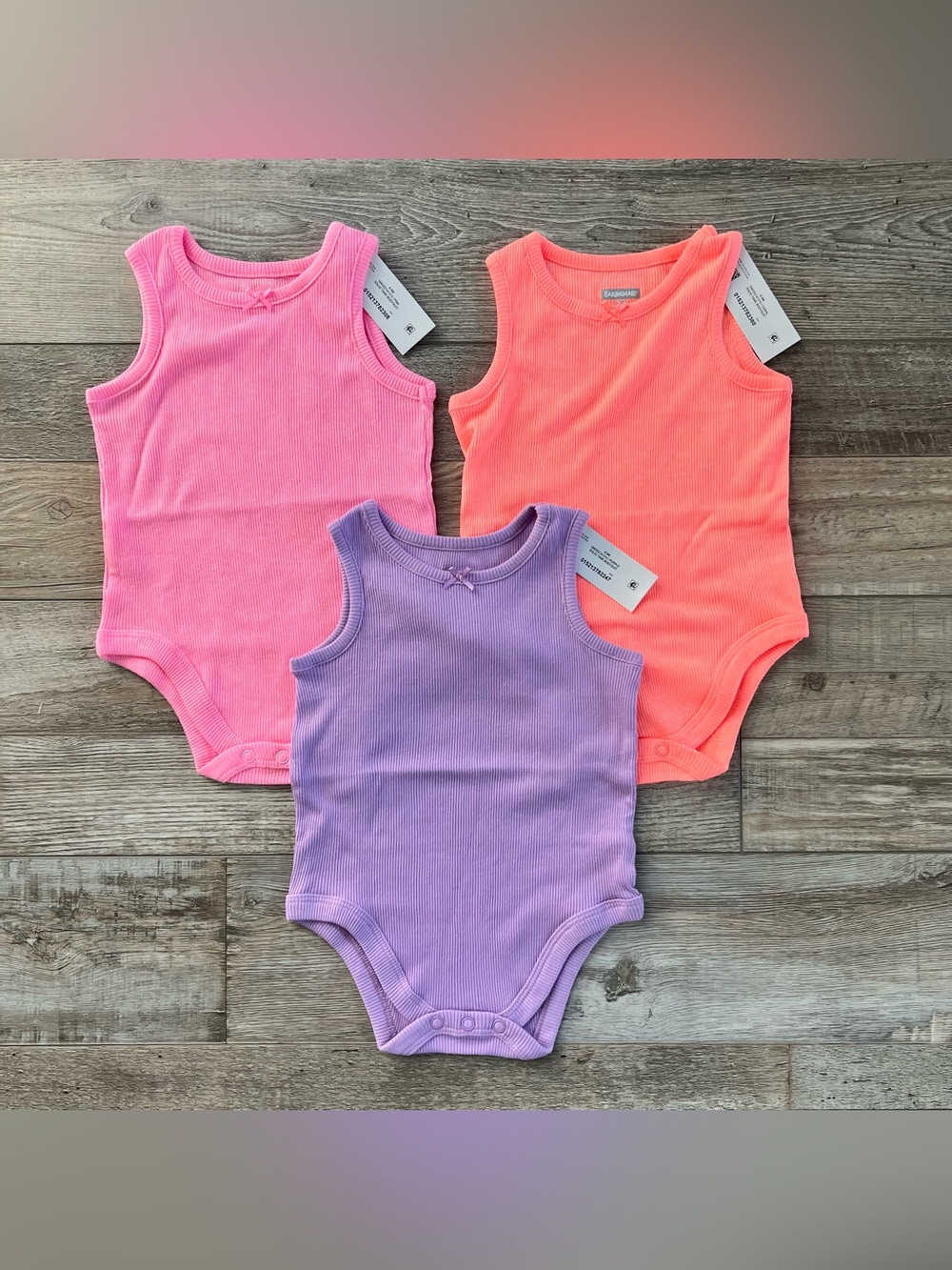 NWT Garanimals Girls Neon Onesies Set of 3 Size 6/9 Months